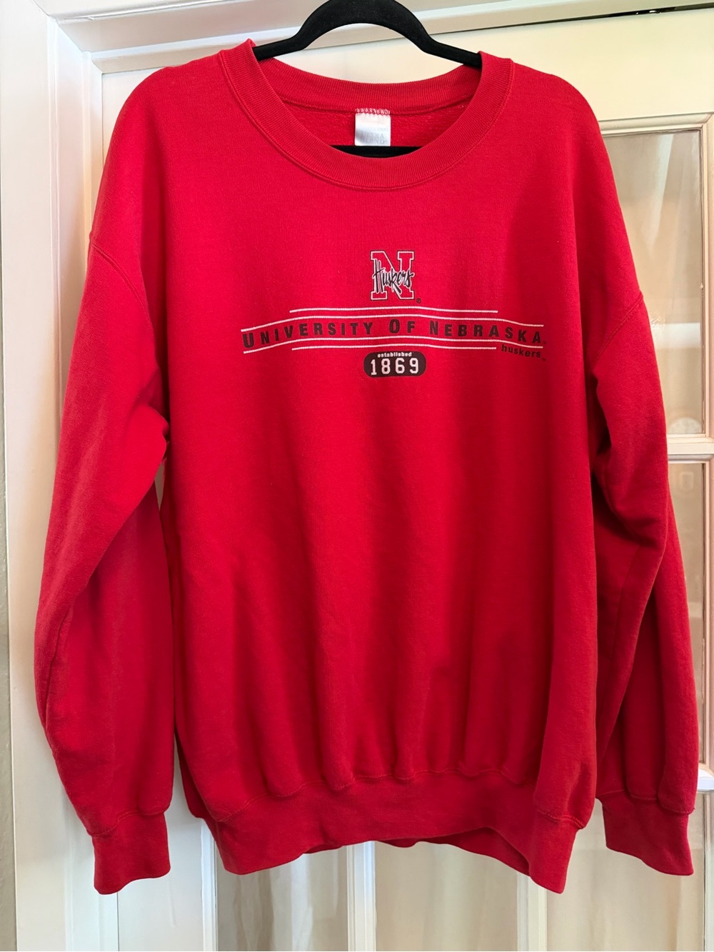 Vintage Nebraska Corn Huskers Red Sweatshirt Mens Large Sporty Crewneck 90s/Y2K